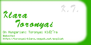 klara toronyai business card